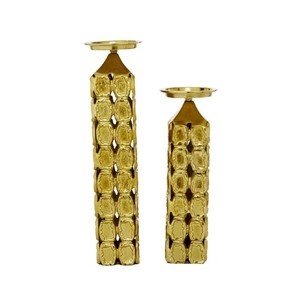 N Sons Innovation <b>Gold</b> Aluminum Contemporary Handmade Candle Holder Modern Geometric Design Decorative Candle Stand Home Decor - Product Image 2