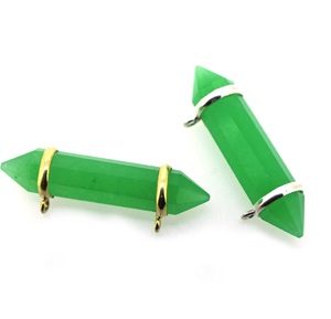 925 Plata 925 bisel colgante Natural verde ónix Spike puntiagudo piedra lápiz forma encantos clásico joyería cristiana hallazgos - Product Image 2