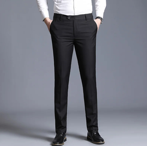 กางเกงทรงสลิมฟิตของผู้ชายแบบสั่งทำน้ำหนักเบาแบบลำลองมีกระดุมด้านหน้าผ้าแคนวาสสี - Product Image 4