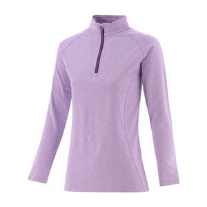 Top deportivo informal de verano para mujer con cuello levantado, manga larga, cremallera, camisas ecuestres, MOQ bajo, posición frontal del logotipo - Product Image 6