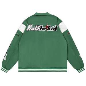 Custom Men's Wool Baseball Varsity <b>Jacket</b> Genuine Leather Sleeves High Street Multiple Embroidery Patches Red Black Winter - Product Image 6