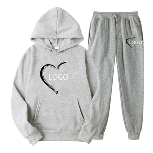 Wholesale Custom Print 100% Cotton Winter Sweatsuit Hoodie Set Men Custom Logo Embossed/Embroidery Jogging Tracksuit Set Running - Product Image 5
