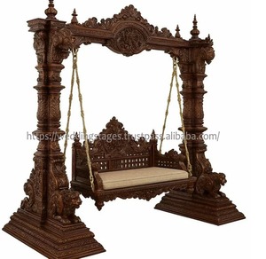 Columpio Tradicional de Madera Estilo Maharaja con Diseño de Pavo Real, Tallado en Oro, para Salas de Estar, DST Exports, Tradicional Onjhal Irlanda - Product Image 2