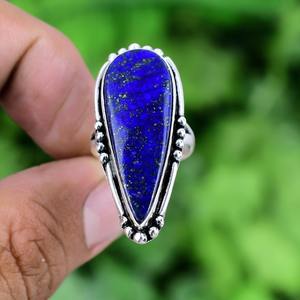 Anillo giratorio de lapislázuli de piedras preciosas hechas a mano de Plata de Ley 925, diseño clásico estampado 925, regalo de boda, anillo de promesa, joyería - Product Image 3