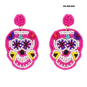 Vintage Festival Based Beaded Embroidery <b>Earrings</b> Crafted 100% Glass Beads Stainless Steel Featuring Colorful Attractive Party - Product Image 3