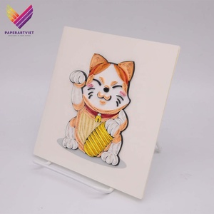 Kartu Quilling buatan tangan kucing keberuntungan 3d dengan kualitas tinggi untuk Undangan Pernikahan acara khusus