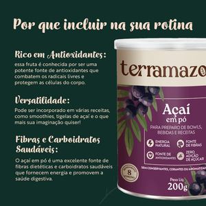 Poudre d'açaï amazonienne Terramazonia 226g Sans maltodextrine Végétalien Sans gluten Goût sucré Durée de conservation de 12 mois pour les smoothies - Product Image 4