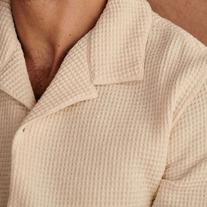 2026 Wholesale Custom Front Logo Breathable Solid Knitted Waffle Polo <b>Shirt</b> and Shorts Casual <b>Summer</b> Set <b>for</b> <b>Men</b> - Product Image 5