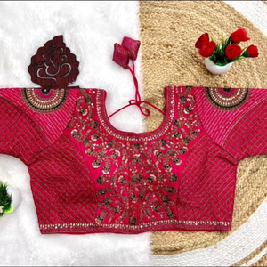 เสื้อเบลาส์ดีไซเนอร์แฟนซีสุดพิเศษแบบอินเดียพร้อมใส่เสื้อผ้าสไตล์ชนเผ่างานปักด้วยมือและลำดับชุดทำงานชาติพันธุ์ - Product Image 1