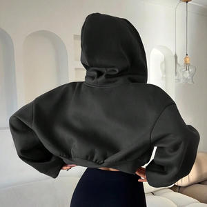 เสื้อฮู้ดผู้หญิงครอปพรีเมี่ยมพร้อมพิมพ์โลโก้ตามสั่งชุดปักลายเสื้อผ้าลำลองส่วนบุคคล - Product Image 5