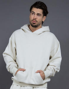 Poids lourd 400GSM 100% coton polaire fermeture éclair broderie personnalisée Logo hommes coupe régulière pantalons de survêtement et sweats à capuche - Product Image 1