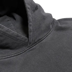 Sweat à capuche brodé surdimensionné et court en molleton 100 % coton épais délavé à l'acide pour homme, style streetwear hiver - Product Image 3