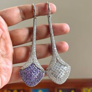 Impresionantes Pendientes de Moda de la Mejor Calidad, Chapados en Plata de Ley, con Piedras de Circonita Cúbica de Doble Cara, para Mujeres y Niñas, para Bodas y Fiestas - Product Image 3
