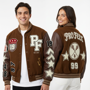 Vestes de baseball streetwear avec design patch, vente en gros OEM, vestes universitaires pour hommes, vêtements d'extérieur personnalisés, veste de baseball collage pour hommes - Product Image 5