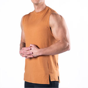 Camisetas sin mangas de gimnasio para hombre 95% algodón al por mayor, camiseta sin mangas deportiva de entrenamiento transpirable con diseño de larguero personalizado, estilo informal - Product Image 1