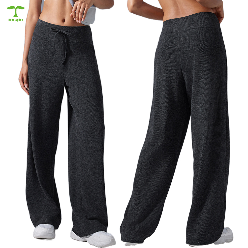Custom Fashion Light Weight Gym Loose Fitness Yoga High Waist Drawstring Long Pants Outdoor Plus Size Sports Leggings