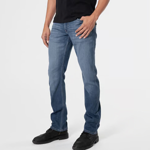 Jean classique slim à jambe droite pour homme, fabrication sur mesure, jean décontracté à lavage moyen, bouton, respirant, streetwear pour le printemps - Product Image 4