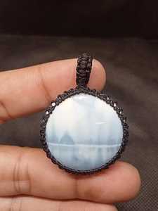 Colgante de Ópalo Azul Natural, Colgante de Macramé, Colgante de Hilo, Gema, Joyería de Piedras Preciosas, Cabujones Pulidos a Mano - Product Image 5
