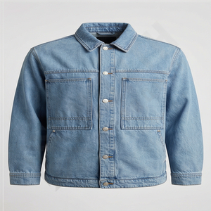 Chaqueta Vaquera Gris Lavada para Hombre, Estilo Urbano Holgado, Ropa de Trabajo Informal, Estilo Vintage, con Bolsillos, a la Moda - Product Image 1