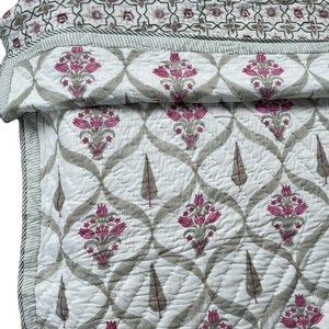 Jaipuri Handmade <b>Quilt</b> <b>Indian</b> Hand Block Printed Reversible Razai Cotton Voile Handmade <b>Quilt</b> Patch Work <b>Quilt</b> - Product Image 1