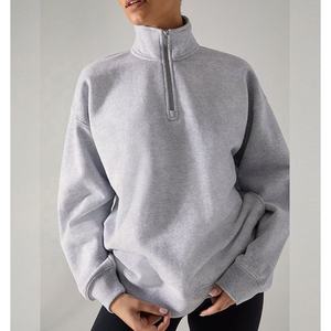 Sudadera de Forro Polar Grueso Premium para Mujer, Cuello Alto, Media Cremallera, Invierno, Trackstar OEM, Marca Privada - Product Image 1