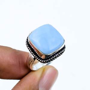 Bague en argent avec opale d'Owyhee naturelle, forme œil coussin, sertie à griffes, bijou cadeau - Product Image 3