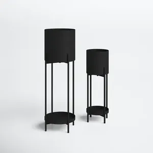 Maceta de Metal con recubrimiento de polvo blanco con soporte de Metal, maceta de pie de planta Premium de alta calidad para decoración de jardín interior y exterior - Product Image 5