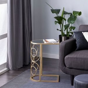 Brass Gold <b>Side</b> <b>Tables</b> Modern Design with Transparent Glass Top Living Room Sofa/Coffee <b>Table</b> Display - Product Image 6