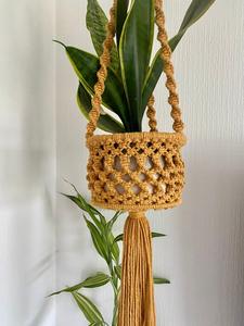 Porte-pot de fleurs suspendu en macramé fait main en corde de coton, style classique, écologique, personnalisable, pour la maison, le jardin, l'hôtel - Product Image 6