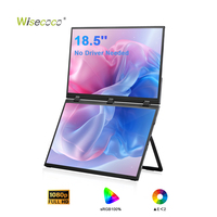 Écran portable LCD double écran FHD de 18,5 pouces, 1080p, pliable, écran intelligent pour ordinateur portable, écran de jeu, écran d'ordinateur avec fonction tactile