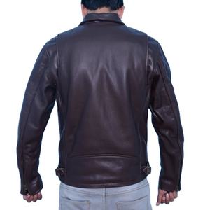 Casual cowhide <b>leather</b> <b>jacket</b> Top quality zipper brown <b>leather</b> <b>cafe</b> <b>racer</b> <b>jacket</b> - Product Image 2