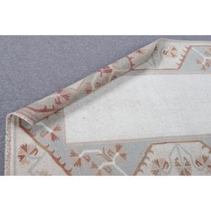 พรมขนาด 2.5x4.5 ฟุต, พรมตุรกีโบราณขนาดเล็ก, พรมขนสัตว์สีขาว - Product Image 5