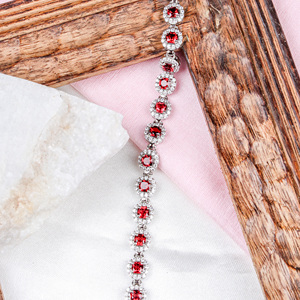 2024 Latest High Quality Garnet Faceted Cut Gemstone Cubic Zircon 925 Sterling <b>Silver</b> <b>Bracelet</b> Handmade Trendy Wedding Party - Product Image 1
