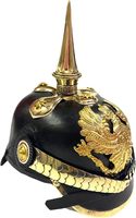 Casque Pickelhaube allemand médiéval CHk, en cuir noir et argent poli, fait main, vintage, décoration d'intérieur, pour Thanksgiving