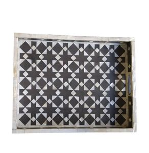 NOUVEAU LANCEMENT | Plateau d'incrustation d'os HexaLuxe | Plateau hexagonal orange et blanc de qualité supérieure pour le service officiel, la décoration de luxe et les intérieurs - Product Image 3