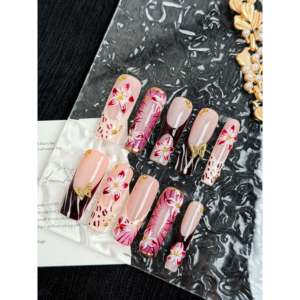 Crimson Butterfly Bloom Press on Nail Art - Product Image 1