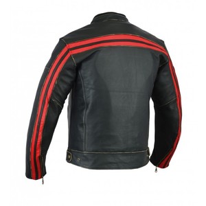 Chaqueta vaquera de cuero PU para hombre con diseño acolchado de esponja en el hombro y chaquetas de cuero vaquero de manga larga - Product Image 4