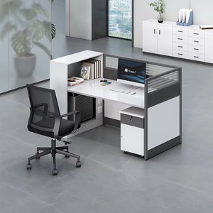 Modern Extendable 4 Seater Wooden Office <b>Workstation</b> Modular Call Center Cubicle <b>Desk</b> Set for Commercial Staff and Co Working - Product Image 1