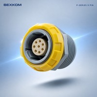Conector Circular Push-Pull de 9 Pines, Código Amarillo, Contactos Dorados, IP65 Impermeable, OEM BEXKOM