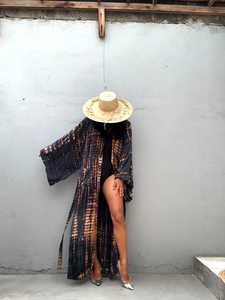 Vestido Kimono Largo de Satén Viscosa con Cuello en V y Mangas Largas, Ecológico, Transpirable, Estilo Casual para Celebraciones Festivas - Product Image 2