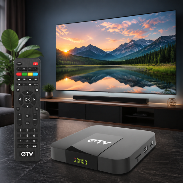 ETV Android TV Box Smart Voice Remote Control Android 12 2.4G 5G Dual WiFi BT 8K 4K Ultra HD Streaming Media Player
