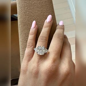 Bague de fiançailles en diamant de laboratoire de 4,00 carats VVS2 VVS1, taille coussin allongée, or massif, achat en gros, prix d'usine, livraison - Product Image 5