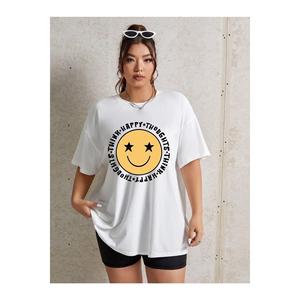 Pensa felice stampato bianco Oversize t-shirt Casual Boyfirend