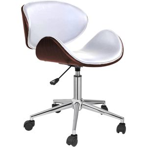 Chaise de bureau ergonomique à dossier haut avec cadre chromé, revêtement en cuir PU et coussin en mousse (options noir et blanc) - Product Image 1