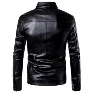 Chaqueta bomber de cuero personalizada para hombre con cuello levantado tela de lona diseño doble para ropa formal de invierno - Product Image 5