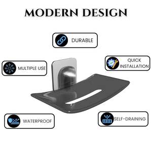 Jabonera Adhesiva de Pared Impermeable de ABS Negro Premium, Perfecta para Soluciones de Organización de Cocina y Baño - Product Image 5