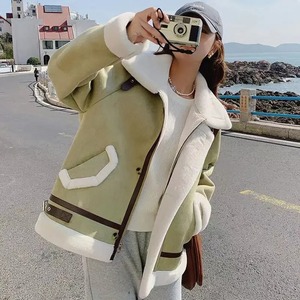 Winter New Style Korean Version Loose Fit Fake Fur <b>Jacket</b> for <b>Women</b> Chamois Leather Fleece Motorcycle Clothing Overcoat - Product Image 4