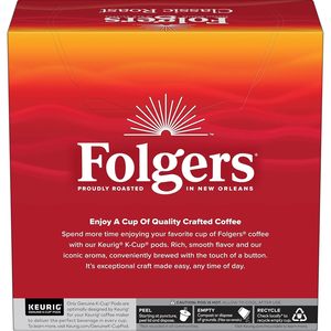 Café Folgers Classic Roast, Tueste Medio, Cápsulas K-Cup para Cafeteras Keurig, Paquete de 32 - Product Image 5