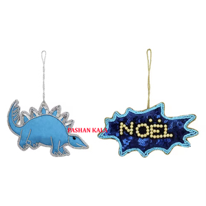 Lujo personalizar forma hermoso diseño Zari bordado con cuentas trabajo adornos colgantes para la decoración del árbol de Navidad propósito - Product Image 1