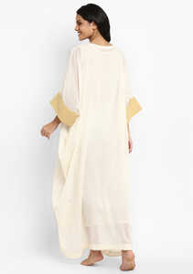 100% poliéster mujer línea tela suelta ajustada manga tres cuartos hasta el suelo caftán - Product Image 3